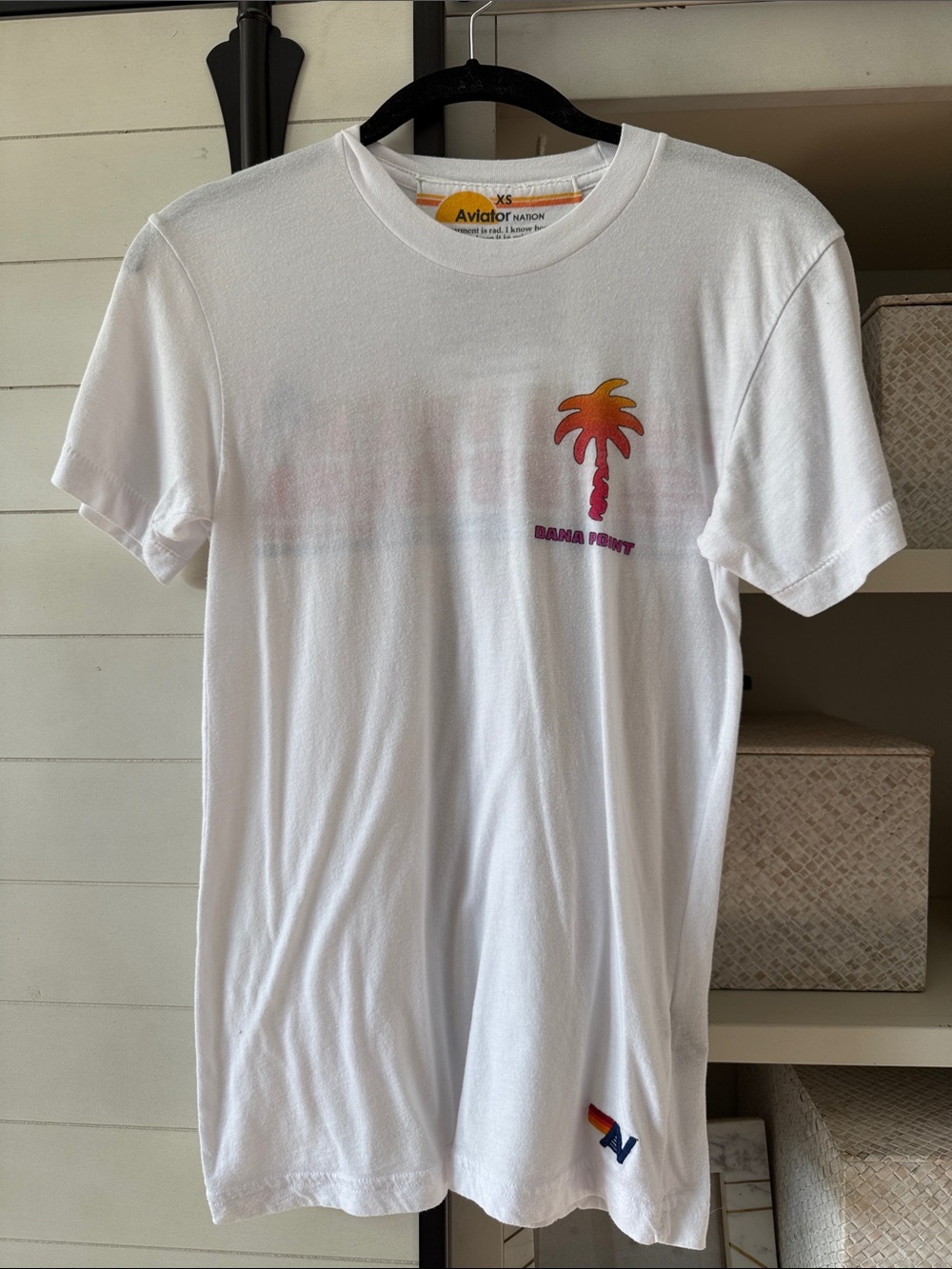 Aviator Nation White Short-Sleeve Tee with Palm Graphic Dana Point limited ed